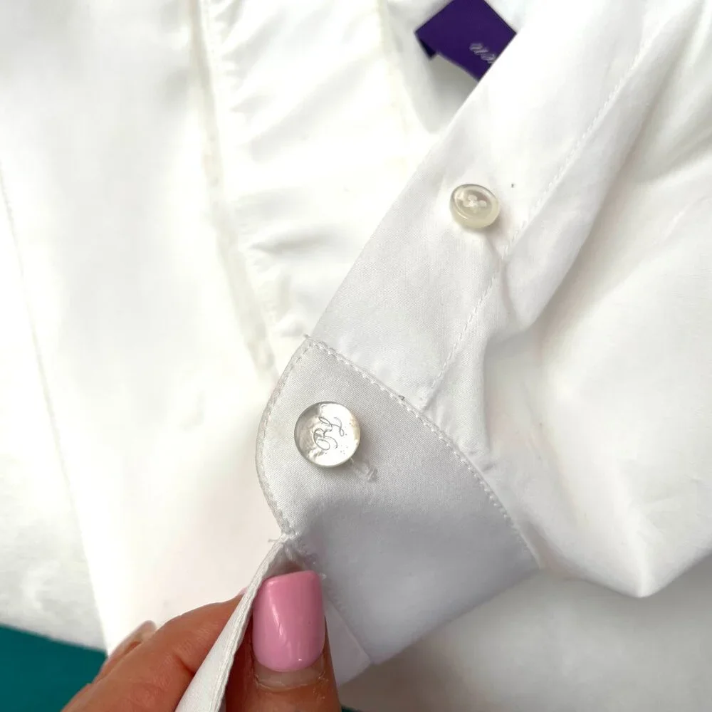 NWOT $995 Ralph Lauren Purple label Cormac Bow White Shirt - Picture 9 of 17